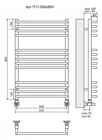 Арт П13 500х800 Полотенцесушитель TERMINUS Анжеро-Судженск - фото 3 Арт П13 500х800 Полотенцесушитель TERMINUS Анжеро-Судженск - фото 3