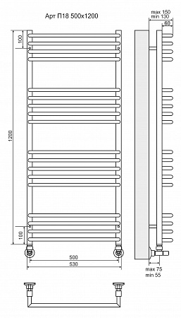 Арт П18 500х1200 Полотенцесушитель TERMINUS Анжеро-Судженск - фото 3 Арт П18 500х1200 Полотенцесушитель TERMINUS Анжеро-Судженск - фото 3