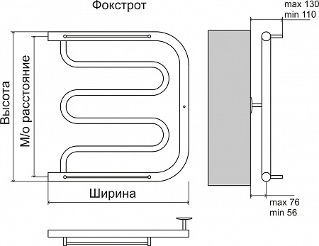 Фокстрот AISI 32х2 600х600 Полотенцесушитель  TERMINUS Анжеро-Судженск - фото 3