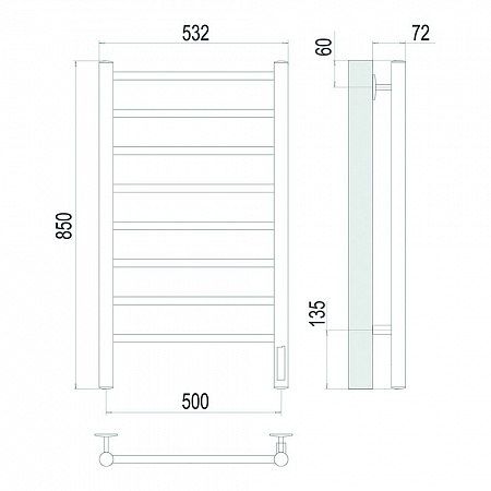 Аврора П8 500х850 Электро Полотенцесушитель TERMINUS Золото Анжеро-Судженск - фото 4 Аврора П8 500х850 Электро Полотенцесушитель TERMINUS Золото Анжеро-Судженск - фото 4