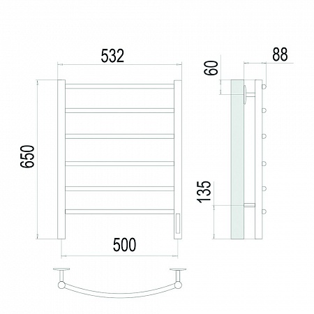 Классик П6 500х650 Электро (quick touch) Полотенцесушитель TERMINUS Сатин Анжеро-Судженск - фото 4 Классик П6 500х650 Электро (quick touch) Полотенцесушитель TERMINUS Сатин Анжеро-Судженск - фото 4